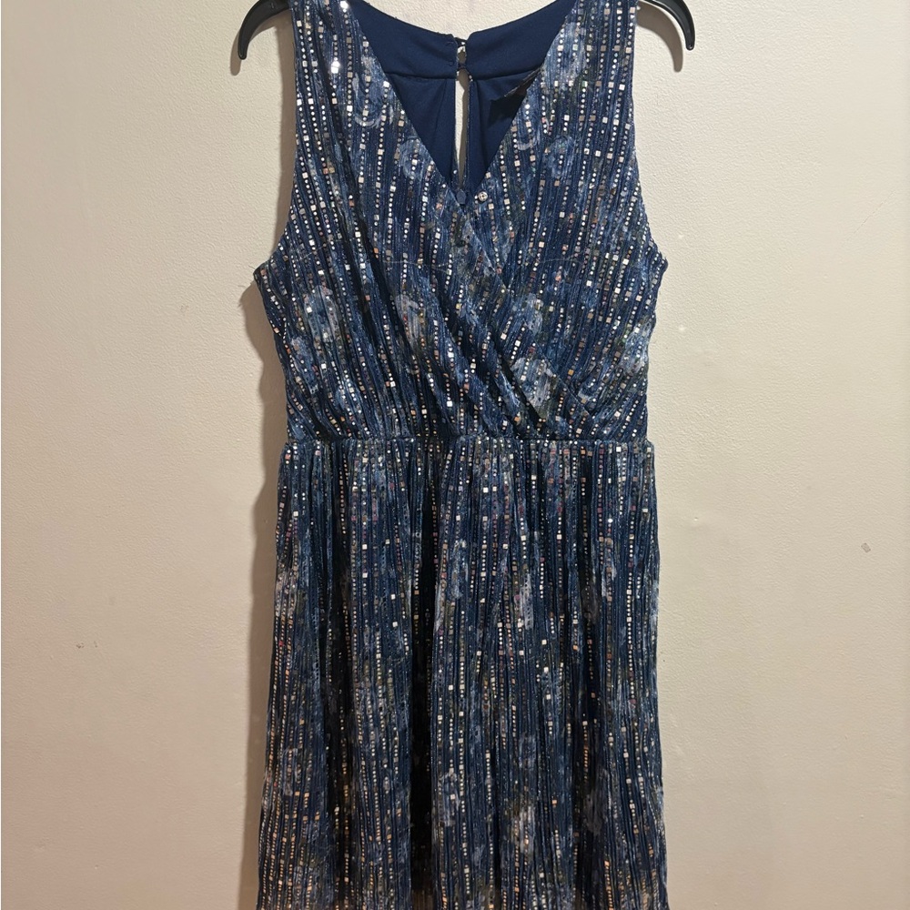 Girls By & By Blue and Silver Sequined Dress Size 16